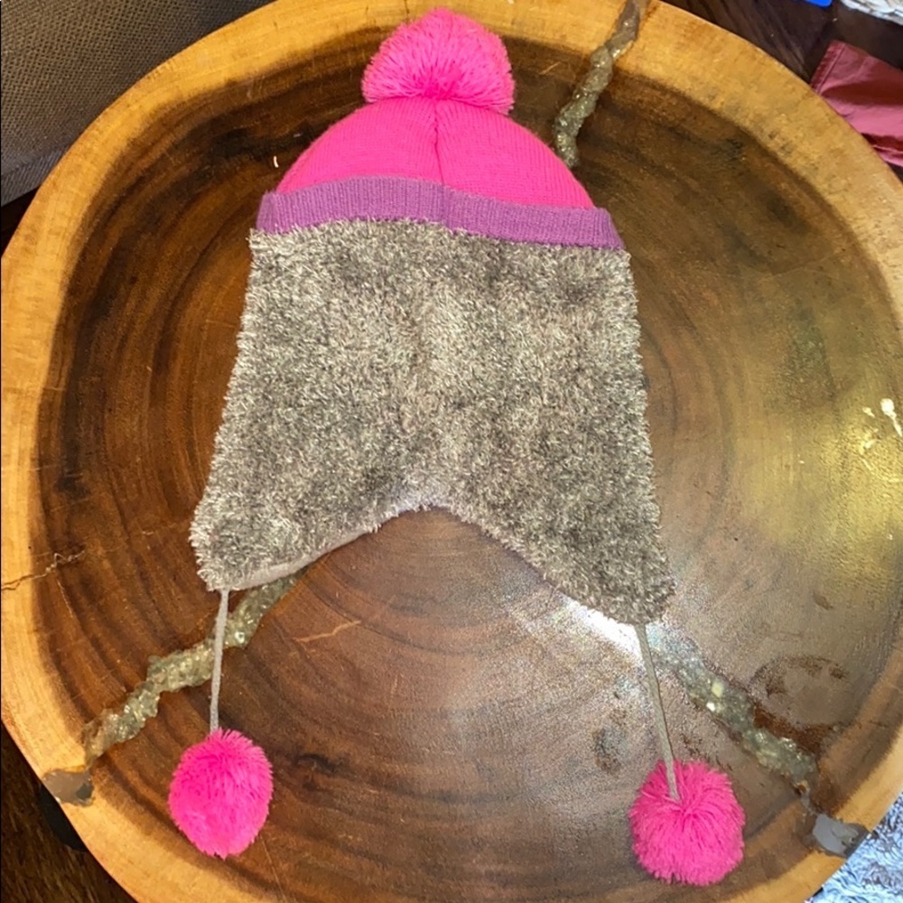 Owl beanie winter hat pink & grey kids youth​​ - Picture 3 of 3